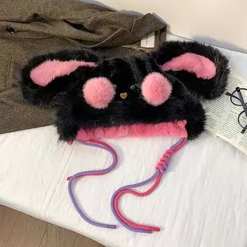 Теплая милая женская шапка с подвижными плюшевыми ушками в виде щенка, осенне-зимняя, милая, для девочек, утолщенная, морозостойкая, вязаная шапка для защиты ушей as the picture