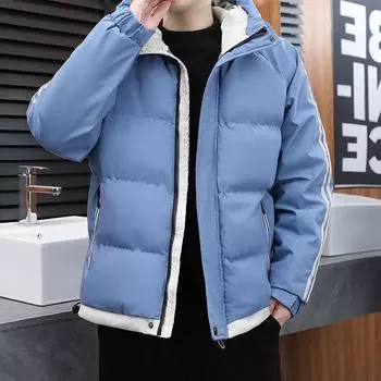 Теплая мужская зимняя теплая свободная повседневная куртка с капюшоном на хлопковой подкладке с двумя стойками и пальто Пальто Мужская куртка на хлопковой подкладке M