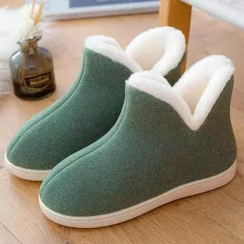 Теплая нескользящая обувь с высоким берцем Теплая обувь Утепленная обувь для дома Ботинки для снега 36-37 трава зеленый