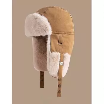 Теплая новая шапка Lei Feng из искусственной кроличьей шерсти, японский плюш и толстая защита ушей для езды на велосипеде и холодная шапка чёрный