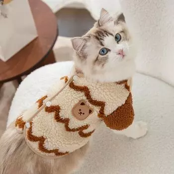 Теплая одежда для домашних животных, милое пальто с принтом, рубашка, рубашка для маленьких и средних собак, кошек, Тедди, зимний наряд для французского бульдога, чихуахуа XS