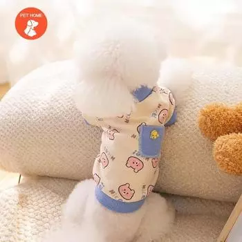 Теплая одежда для домашних животных, милое пальто с принтом, рубашка, рубашка для маленьких и средних собак, кошек, Тедди, зимний наряд для французского бульдога, чихуахуа XS