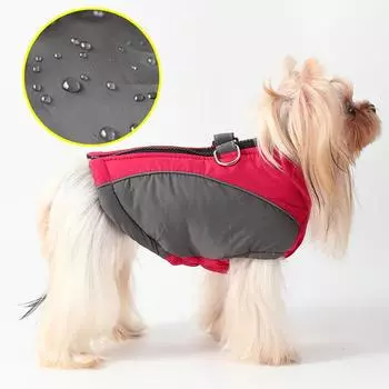 Теплая одежда для собак для маленьких и средних собак, зимняя ветрозащитная водонепроницаемая с D-образным кольцом, куртка для щенков, наряды для йоркширских чихуахуа XS чёрный