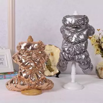 Теплая одежда для собак Зимняя одежда для домашних животных Пальто Куртка для французского бульдога Мопса Чихуахуа Йорки Собаки Одежда для домашних животных Ropa Perro XS серебряный