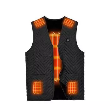 Теплая одежда на открытом воздухе с подогревом для катания на лыжах, рыбалки, зарядка через пальто с подогревом XXL чёрный
