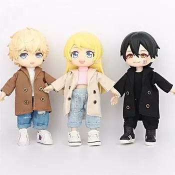 Теплая одежда Пальто для кукол Куртки Длинное пальто Одежда для кукол OB11 Ветровка Пальто Аксессуары для кукол бежевый