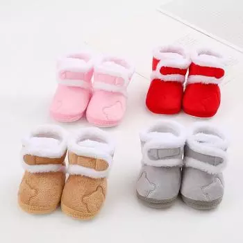 Теплая однотонная обувь для мальчиков и девочек. Детская обувь на мягкой подошве. Удобные плюшевые сапоги. 12