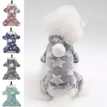 Теплая пижама для четвероногих питомцев, мягкая зимняя теплая куртка для щенков, бархатный комбинезон для собак, зимняя одежда M серый