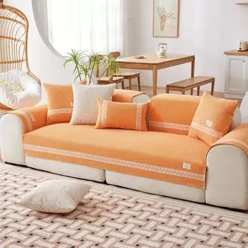 Теплая плюшевая диванная подушка для осени и зимы, универсальная однотонная нескользящая подушка для всех сезонов, новый чехол и тканевое полотенце 70*70cm