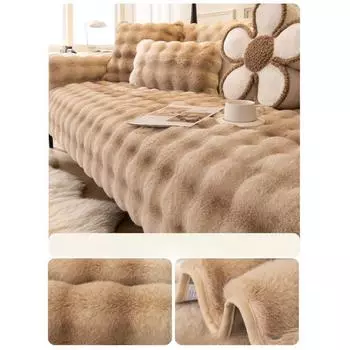 Теплая плюшевая подушка для дивана с кроликом, новая зимняя утолщенная нескользящая подушка, кожаный чехол для дивана, тканевый чехол 70*70