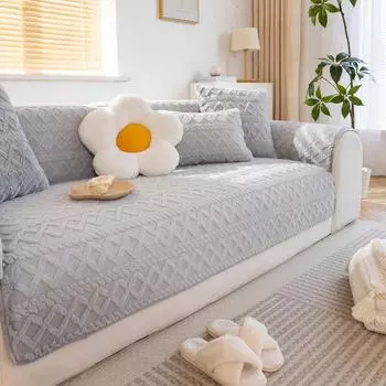 Теплая плюшевая подушка для дивана с кроликом, зимнее утолщенное флисовое одеяло для дивана, Нескользящие подушки для сиденья, тканевый чехол 70X70