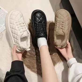 Теплая повседневная хлопковая обувь, женская универсальная нескользящая толстая подошва, зимние ботинки, зимняя обувь для девочек, дизайнерская обувь, женская обувь, кроссовки 36