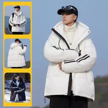 Теплая повседневная куртка из утиного пуха с вышивкой и принтом M