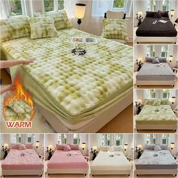 Теплая простыня с плюшевым кроликом, зимний толстый чехол для матраса, защитный чехол из молочного бархата, качественные простыни из бархата для дома 90X200CM Only a Sheet