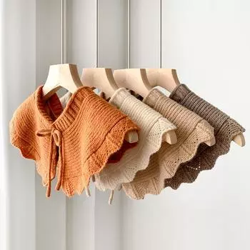 Теплая шаль, внешнее украшение, женская универсальная вязаная шерстяная шаль с накладным воротником и горизонтальным воротником 45x20cm серый