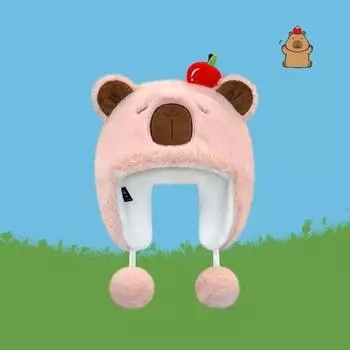 Теплая шапка-боннет, ветрозащитная шапка для защиты ушей, новая шапка-пуловер, для девочек розовый