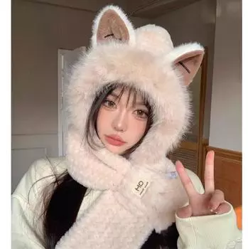 Теплая шапка для отдыха Осенняя зимняя шапка Шарф для верховой езды Цельный кашемировый шарф Теплая шапка Уличная шапка Шапки и шарфы для животных