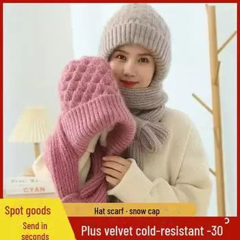 Теплая шапка и шарф из беличьей шерсти ручной работы на осень/зиму: Стильный, универсальный, холодный и ветрозащитный