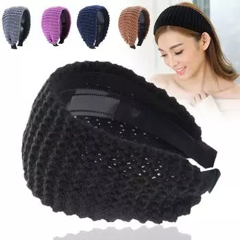 Теплая широкая повседневная шерстяная вязаная повязка на голову, головные уборы ручной работы, аксессуары для волос, повязка на голову