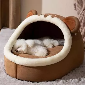Теплая собачья будка зимой Тедди для всех сезонов Маленькие и средние кровати для собак и кошек Кошачья будка Съемные и моющиеся принадлежности для домашних животных S :31*30*28cm