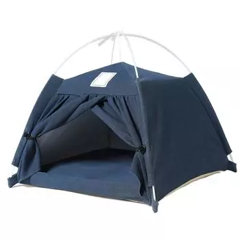 Теплая спальная палатка для питомцев, съемная, из хлопка и льна, палатка для питомцев для дома для кошек, собак, маленьких и средних размеров темно-синий