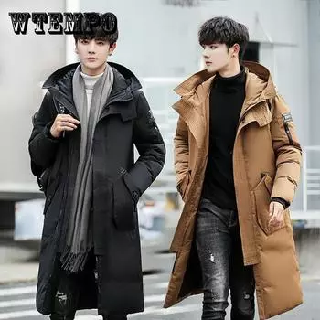 Теплая толстая зимняя куртка-пуховик для мужчин, брендовая одежда высшего качества, длинное мужское пальто из белого утиного пуха M-3XL M хаки