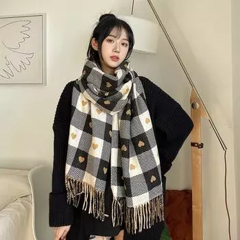 Теплая ветрозащитная одежда аксессуары женский шарф пончо корейский стиль шарф осенне-зимний платок шарф чёрный