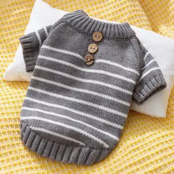 Теплая водолазка для собак, модный полосатый вязаный свитер для собак, одежда для щенков, милый свитер для кошек, пуловеры для домашних животных, одежда для собак чихуахуа XS