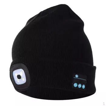 Теплая вязаная музыка со светодиодной подсветкой стереогарнитуры чёрный