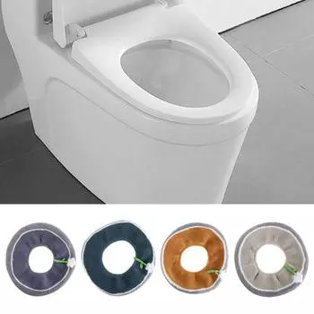 Теплая вязаная подушка для сиденья унитаза, более толстый коврик для унитаза, универсальный коврик для унитаза, домашний синий