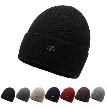 Теплая защитная однотонная шерстяная шапка для мужчин и женщин, осенне-зимняя вязаная шапка кофейный
