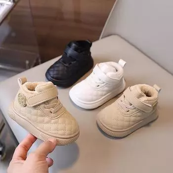 Теплая зимняя детская обувь для детей от 0 до 3 лет — мягкая, нескользящая, с бархатной подкладкой для мальчиков и девочек Sizes 16-20 (Set of 5)