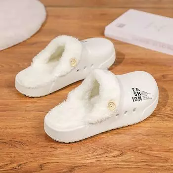 Теплая зимняя хлопковая обувь, мужские теплые меховые домашние тапочки, нескользящие плюшевые тапочки из ЭВА, домашние тапочки для пар с толстой подошвой, шлепанцы 36-37 чёрный