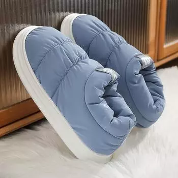 Теплая зимняя хлопковая обувь, женские теплые меховые домашние тапочки, нескользящие плюшевые тапочки из ЭВА, домашние тапочки для пар с толстой подошвой, шлепанцы 40-41 синий