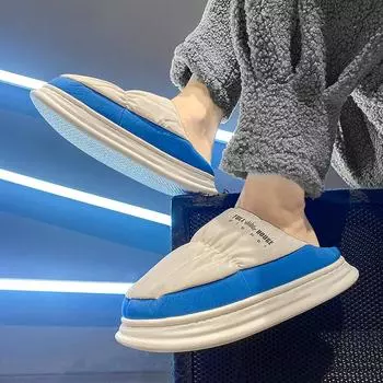 Теплая зимняя хлопковая обувь, женские теплые меховые домашние тапочки, нескользящие плюшевые тапочки из ЭВА, домашние тапочки для пар с толстой подошвой, шлепанцы 40-41 серый