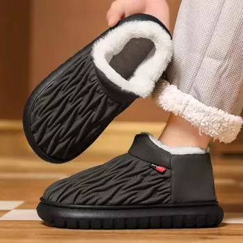 Теплая зимняя хлопковая обувь, женские теплые меховые домашние тапочки, нескользящие плюшевые тапочки из ЭВА, домашние тапочки для пар с толстой подошвой, шлепанцы 40-41 серый