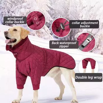 Теплая зимняя одежда для собак с двумя ножками, водонепроницаемая защита от снега, куртка с отворотом для собак, пальто для собак, защита от холода S зелёный