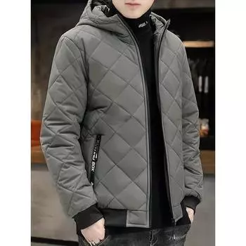 Теплая зимняя плюшевая куртка с капюшоном, мужская повседневная теплая стеганая куртка на молнии для осени и зимы на открытом воздухе 4XL чёрный