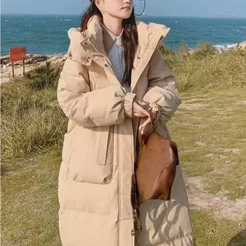 Теплая зимняя толстая длинная парка с капюшоном Chaqueta воротник-стойка парка пальто куртка повседневная женская зимняя одежда пальто Jaqueta S жёлтый