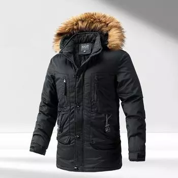 Теплое флисовое пальто для людей среднего и пожилого возраста, зимняя японская и корейская мужская одежда средней и длинной длины из утолщенного хлопка L