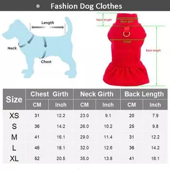 Теплое флисовое платье для собак, юбка для кошек и щенков из осенне-зимней ткани с кольцом для фиксации, для маленьких собак, кошек, йоркширских терьеров, юбка для мальтийской болонки XS красный