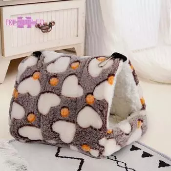 Теплое гнездо для хомяка, мягкая ткань, плюшевый домик-кровать, удобное убежище для мелких животных S кофейный