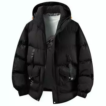 Теплое хлопковое пальто из графена, мужское толстое хлопковое пальто с капюшоном, зимняя хлопковая куртка, пальто больших размеров 8XL чёрный