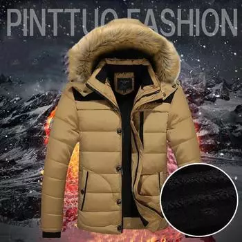 Теплое пальто с шерстяной подкладкой, верхняя одежда, толстая зимняя мужская теплая хлопковая куртка, пальто, меховой воротник, парка с капюшоном, пуховики XXXXXL чёрный