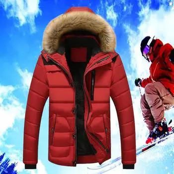 Теплое пальто Верхняя одежда Толстая зимняя новая мужская теплая куртка Пальто с меховым воротником и капюшоном Парка Пуховики M хаки
