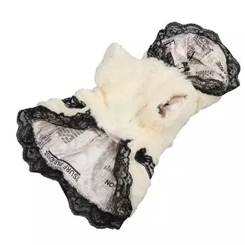 Теплое платье для домашних животных, мягкое, приятное для кожи, симпатичное, с капюшоном, зимняя одежда для собак, щенков, кошек, вечеринок, повседневное, бежевое, размер L M(for 4-6.5kg) бежевый