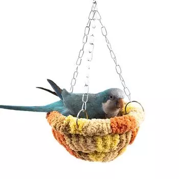 Теплое плюшевое гнездо для попугая с жердочкой, домик для птиц, клетка для птиц, стоящая жердочка, лежанка для отдыха мелких животных для волнистых попугайчиков B