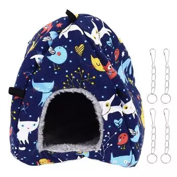 Теплое подвесное гнездо для попугая, утолщенное подвесное сберегающее пространство плюшевая палатка для птиц с крючками для попугая-белки