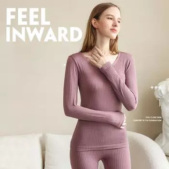 Теплое термобелье сексуальное женское нижнее белье длинные женские формованные комплекты женские со средним воротником термоформирующая одежда One Size (80-70 kg)