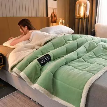 Теплое утолщенное одеяло из молочной шерсти, кашемировое роскошное хлопковое теплое одеяло королевского размера осенью и зимой 110x150cm